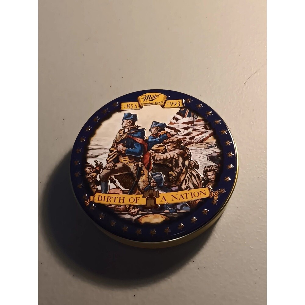Miller Beer 1993 Metal Tin Coaster Set Birth of a Nation Washington